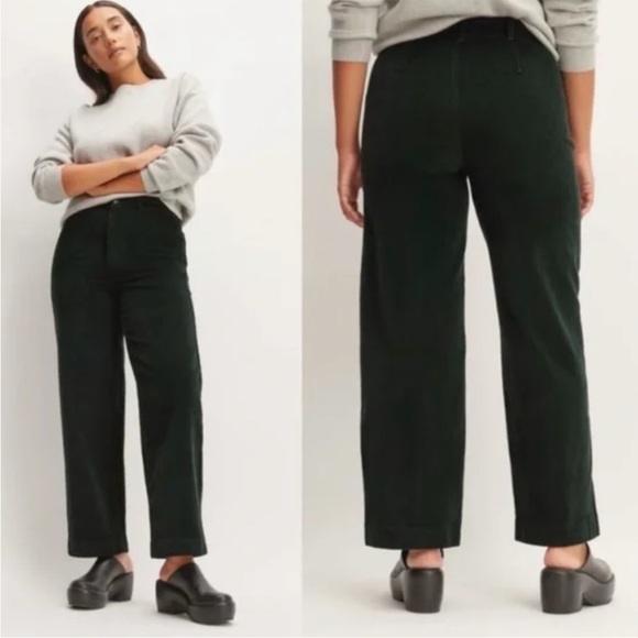 Everlane The Relaxed Wide Leg Corduroy Casual Pants Dark Green 10 NWT - Picture 9 of 9